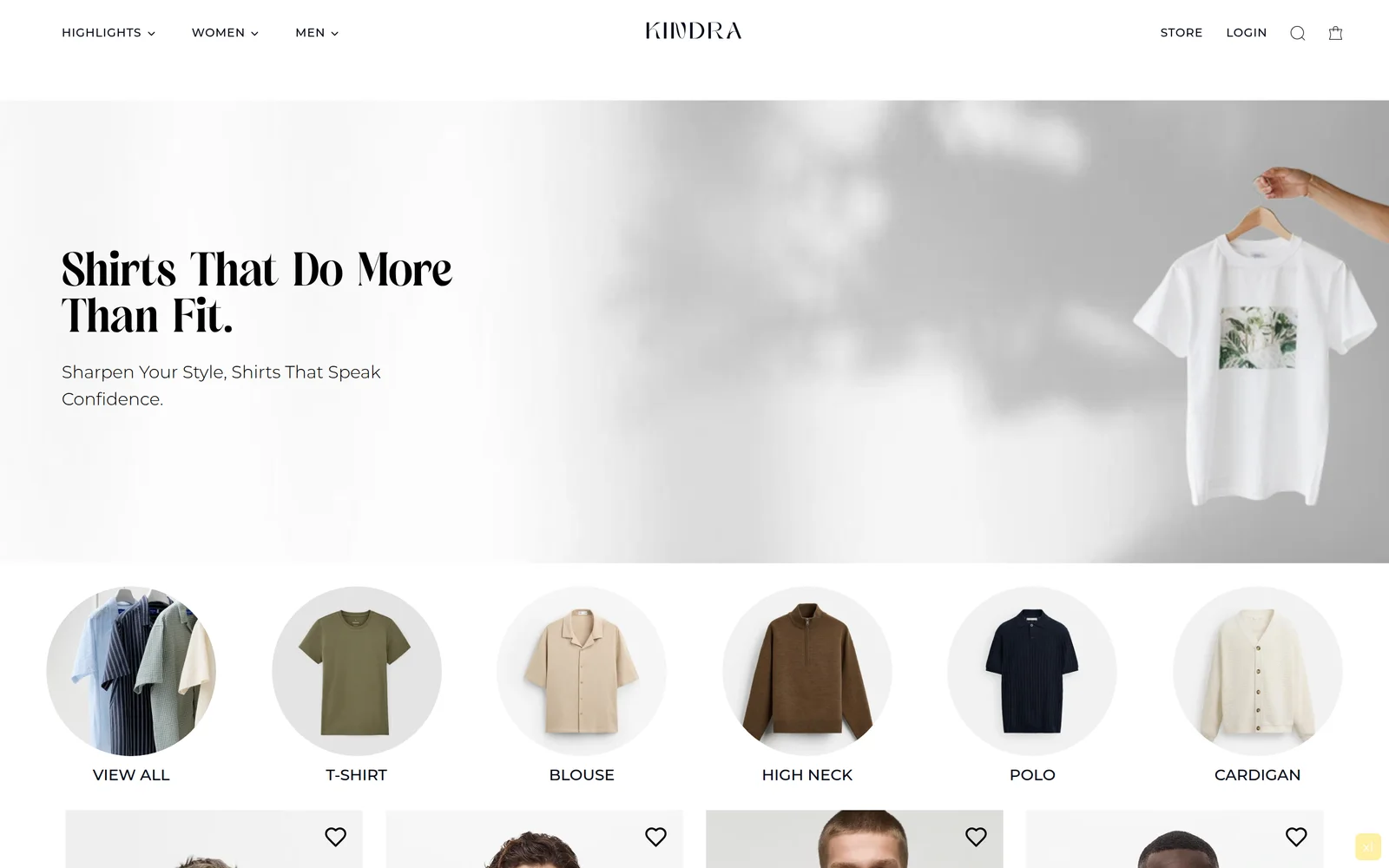 Kindra men's storefront