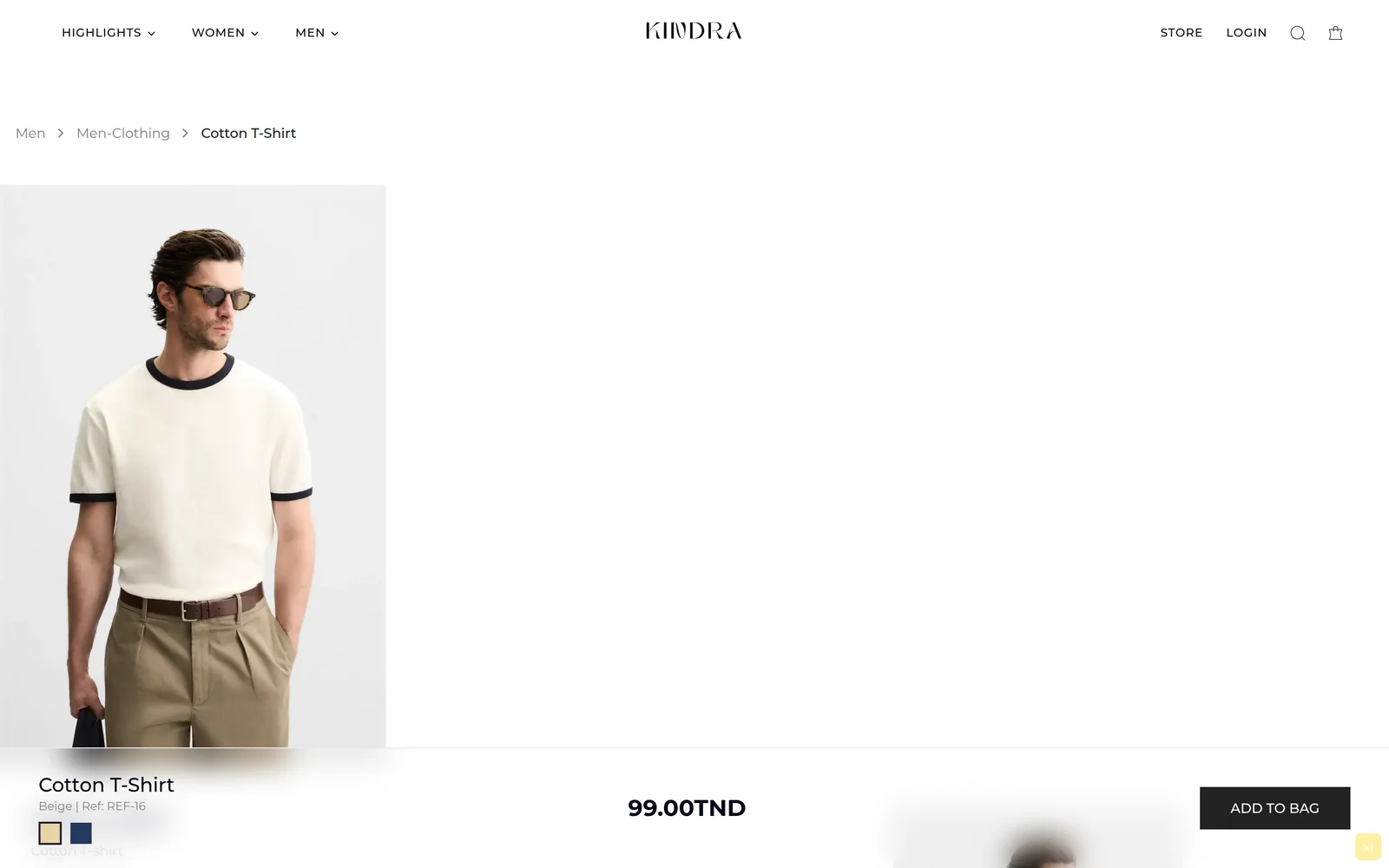 Kindra product detail page