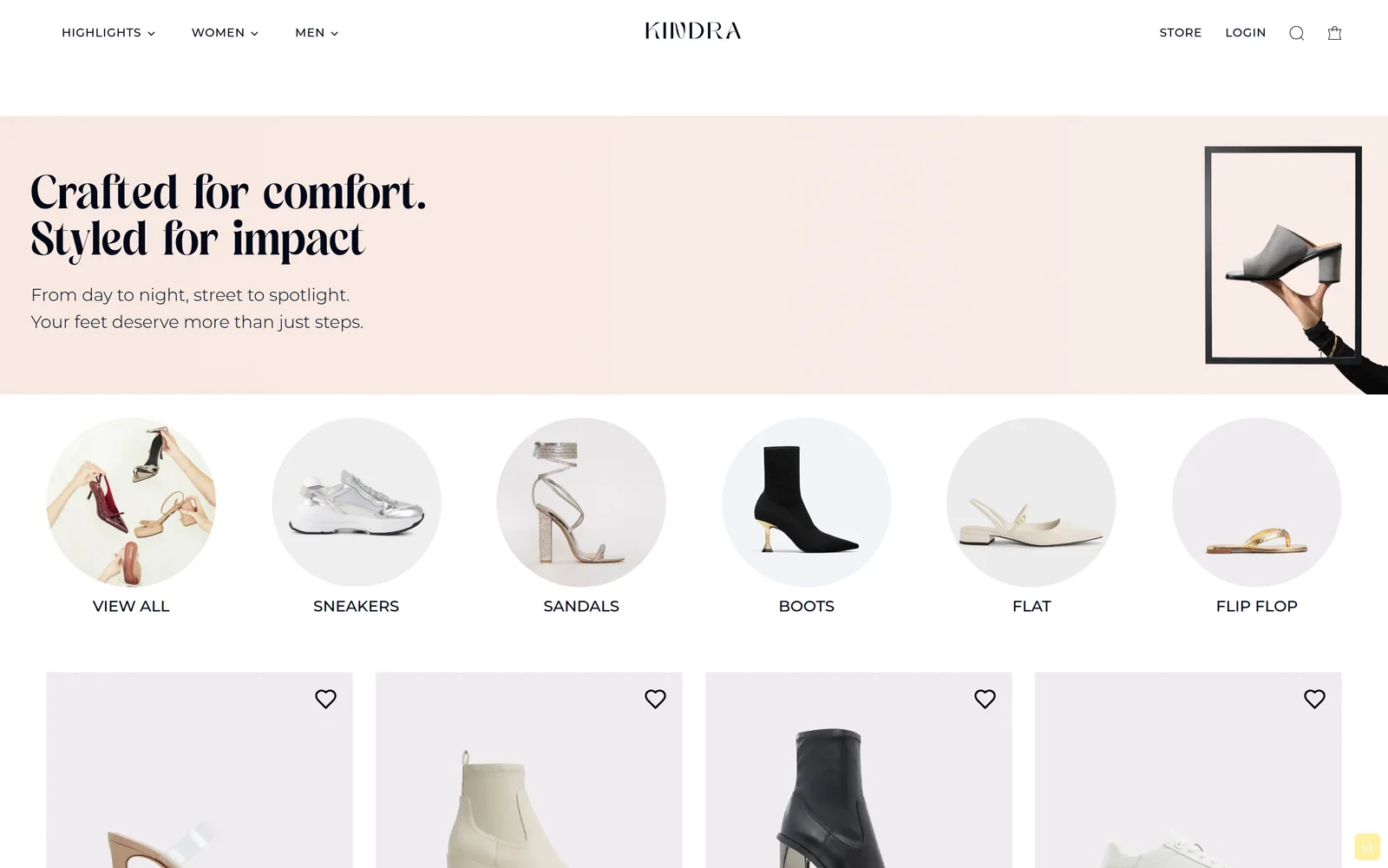Kindra women's storefront